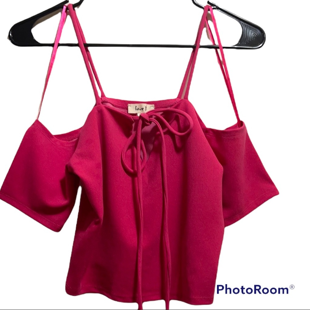 Love J Crop Top Hot Pink Size M 95% Polyester 5% Spandex